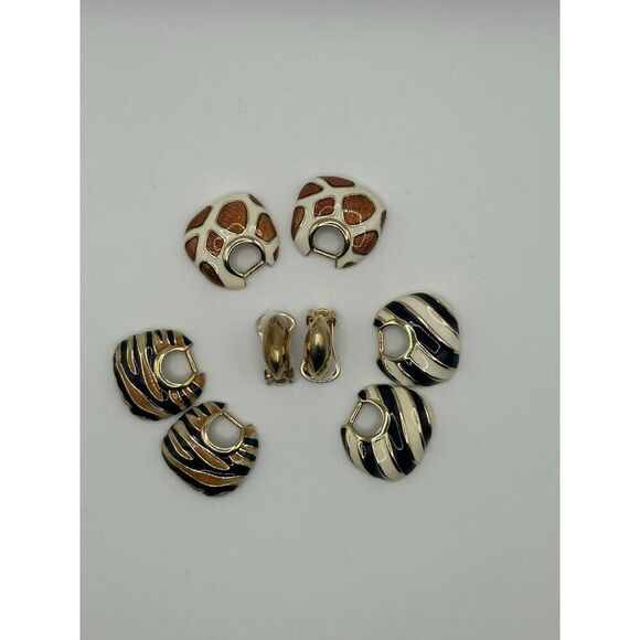 Kenneth Jay Lane Animal Earrings Enamel Interchangeable 1990s - Picture 1 of 6